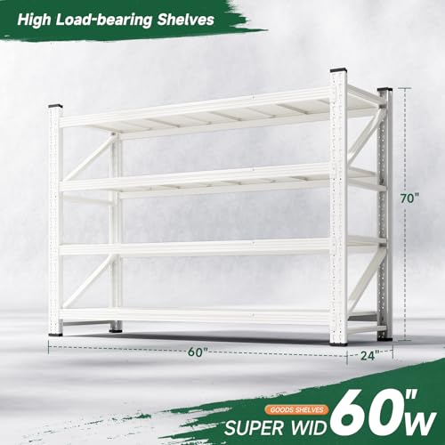 Image of Letaya 4000LBS Storage Shelves Heavy Duty,60 inch W Garage Shelving Units, 4 Tier Adjustable Utility Rack Shelf,Large Metal Industrial Shelves,for Shop,Warehouse,Basement (60 inch W x 24 inch D x 70 inch H)