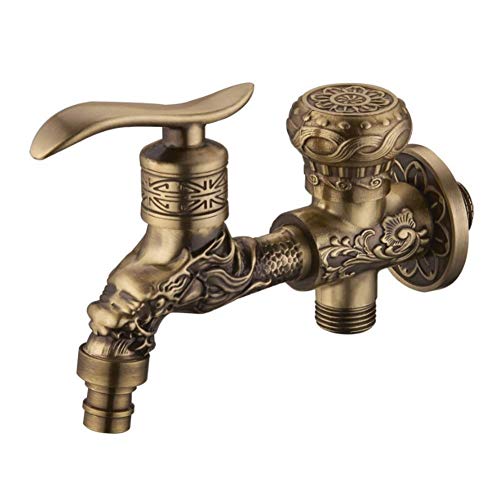 Versión Extendida De The Double Outlet Faucet Retro Copper Dragon Tallado Faucet Baño Mop Faucet Lavadora Faucet Jardín Grifo Exterior Cover