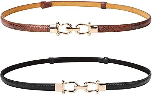JASGOOD Leather Skinny Women Belt Ladies Thin Waist Belts Plus Si...