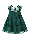 Toddler Baby Girl Dresses Ruffle Sleeve Swiss Dot Mesh A Line Dress for 4-5T Girls Green