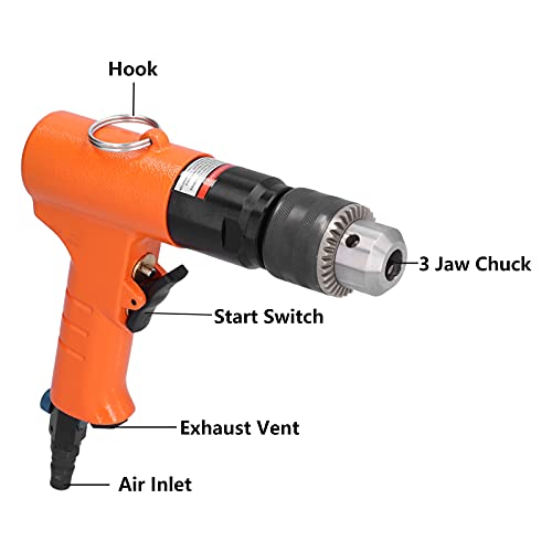 Reversible pneumatische Bohrmaschine, 1/2 Zoll pneumatischer Druckluftbohrer CW CCW Pistole 13 mm Lochbohrwerkzeug… – Bild 8