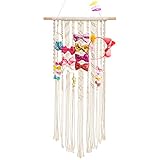 Dahey Macrame Hair Bow Holder Hair Clips Hanger Headband Storage Organizer for Baby Girls Room Nursery Boho Wall Decor, 17' W × 33' L(Clips and Other Props Not Included)