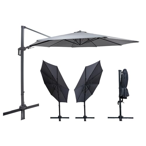 Ombrellone grande e stabile: l'ombrellone Deluxe in alluminio Roma convince con un diametro di 345 cm e 8 robusti montanti in acciaio. Ideale per grandi giardini e terrazze, offre una protezione ottimale da sole e vento grazie al tessuto in PE UV80+. Perfetto per i proprietari di casa!