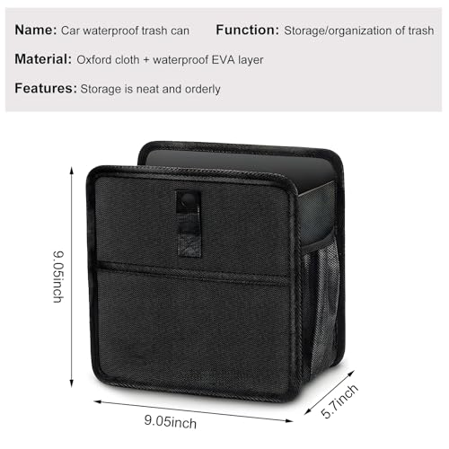Image of KVAEY Car Trash Can, Oxford Cloth Foldable Garbage Bin Waterproof Auto Trash Bag Organizer, Multipurpose Leak-Proof Large Capacity Hanging Garbage Can Storage Bag for Car Seat (Upgraded)