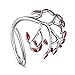 Beadthoven - Anello in argento Sterling 925 con foglie smaltate, con albero della vita, anello regolabile, misura Q per donne e San Valentino (misura 8) immagine