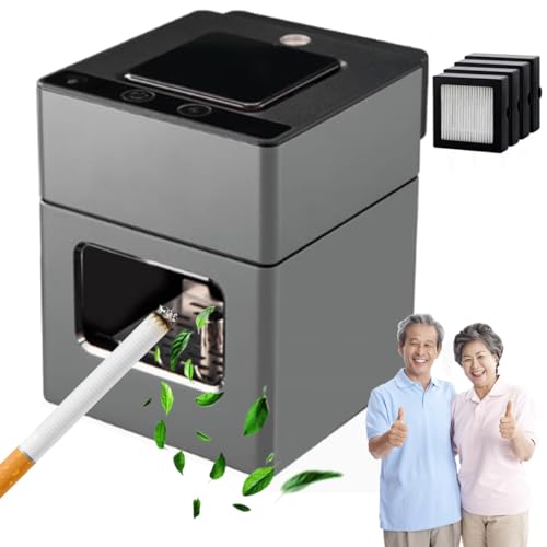 Cenicero sin humo con purificación de aire, control de detección de gestos, ranura para aromaterapia, recargable tipo C para uso en interiores