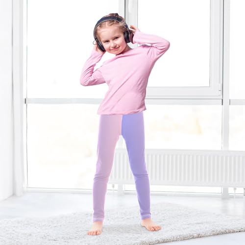 DOMIKING Light Purple Gradient Girl's Leggings Pants Kids' Yoga Pants Stretchy Workout Bottoms 4 Years4
