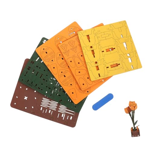 BESPORTBLE Kit De Construction De Fleurs Bois Bouquet De Tulipes Artificielles Puzzle De Pot De Fleurs Bois à Assembler Soi-même