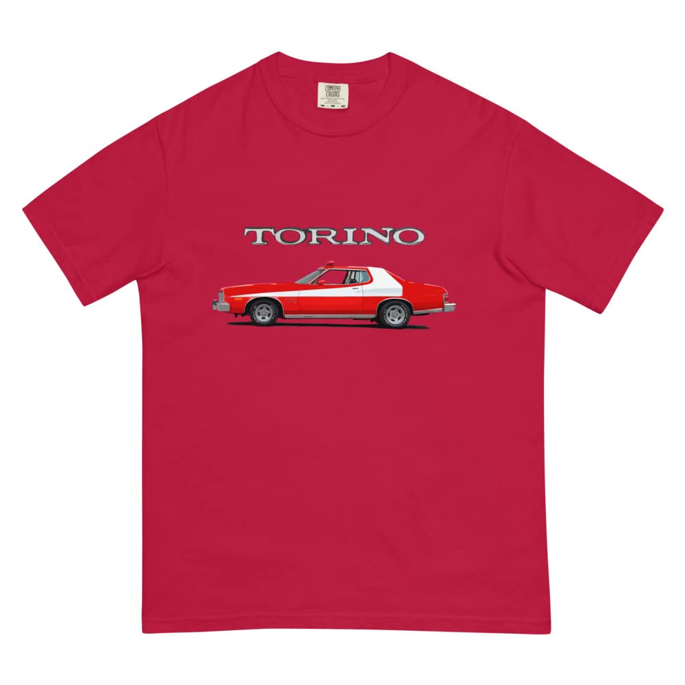 1976 Gran Torino Red Muscle Car męska odzież barwiona ciężka koszulka