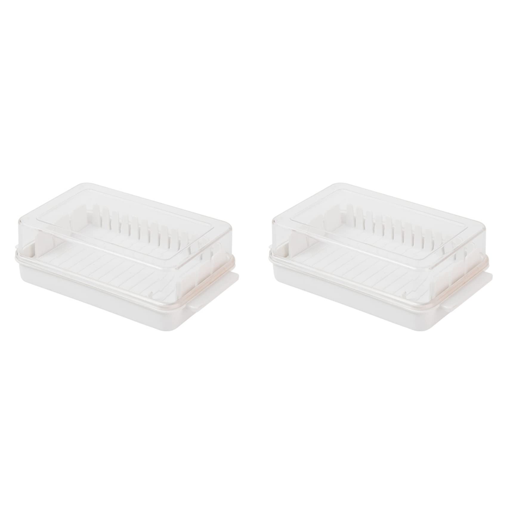 Hndhbfgrt 2X Butter Cutting Storage Box Butter Dish Cutter with Lid Transparent Cheese Slicer Tray Container Household Tool 1