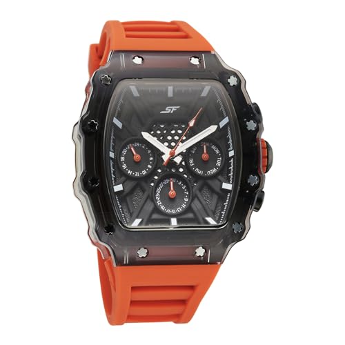 Image of SF Maiden Voyage Sport Watch Quartz Analog with Black Dial Orange Silicon Strap Watch for Men - 77178PP01W