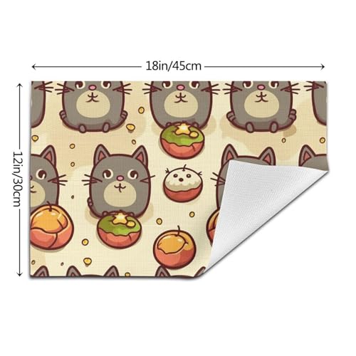 Set de table en PVC antidérapant motif chat de cuisine lavable x6
