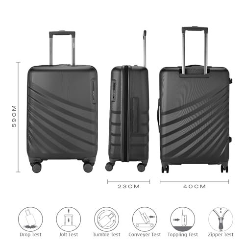 Image of Safari Select Polaris PRO 56 Cms Cabin Trolley Bag Hard Case Polycarbonate 8 Wheels with 360 Degree Rotation, Recessed TSA Lock, Anti-Theft Zipper, Trolley Bags for Travel, Suitcase for Travel, Black
