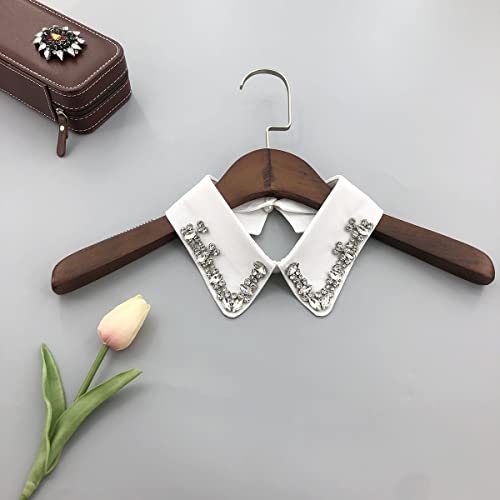 Vpang Women's Stylish Detachable Rhinestones Half Shirt Blouse False Collar Choker Peter Pan Necklace Fake Collar (White) #TOP2