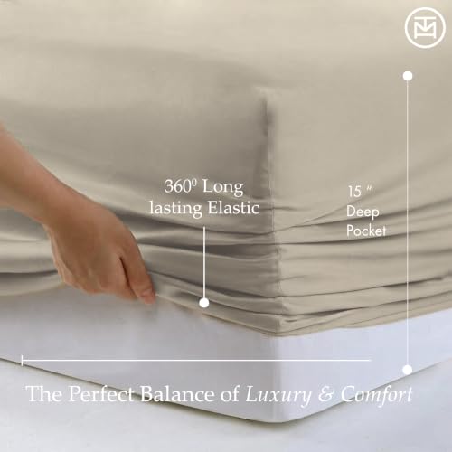 Image of Threadmill 600 Thread Count Cotton Twin XL Sheet Set, Sateen, Taupe