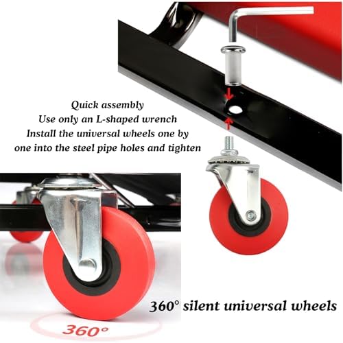 Foldable Creeper with Padded Headrest & Adjustable Roller Garage Chair - Versatile Lay Down or Sit Design for Auto Repair & Shop Mechanics