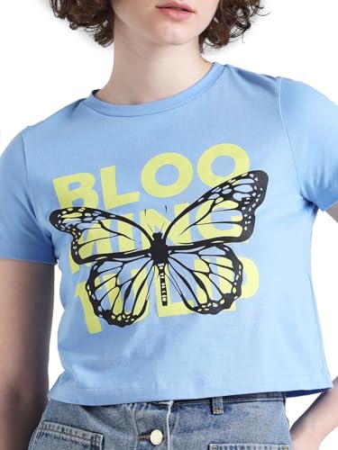 Image of ONLY Typography Printed Pure Cotton T-Shirt