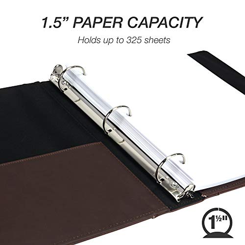 Samsill Vintage Hardback 3 Ring Leather Binder, Professional Binder Organizer, Planner Binder, 1.5 Inch 3 Ring Binder, Letter Size 8.5 X 11, No Zipper, Faux Brown Leather #TOP1