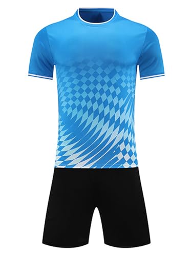 TiaoBug Kids Boys Sports Football Team Training Uniforms Short Sleeve Jersey Top with Shorts Clothes Set