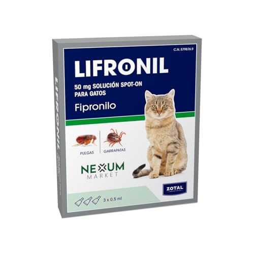 Nexum Market Pipetas Gatos LIFRONIL x3 | Antiparasitario Spot-On Muy Eficaz | contra Pulgas y Garrapatas | Apto para Gatos a Partir de 2 Meses y 1 kg | Protección hasta 5 Semanas