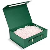 Linkidea Caja de regalo magnética de montaje rápido, caja de embalaje rígida media con relleno de papel triturado, embalaje de regalo compatible con auriculares sobre la oreja (verde)