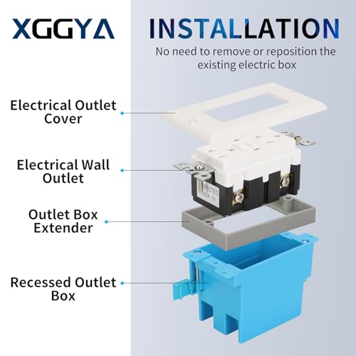 1/2Inch Single Gang Receptacle Outlet Box Extenders,Include 12Screws (6-32 x 1.25),Electrical Outlet Extender for Electrical Outlet Box and Electrical Outlet Switches, Gray (Pack of 6)