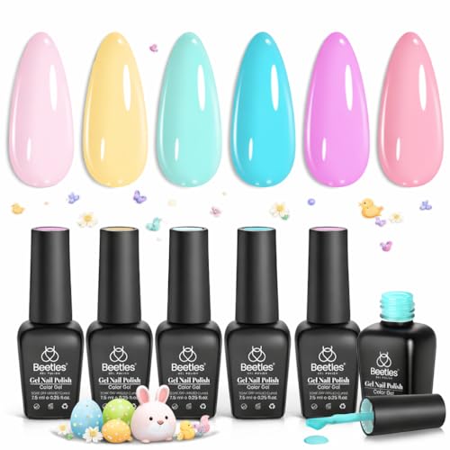Beetles Pastel Gel Polish Set - 6 Colors Pink Yellow Blue Easter Gel Polish Pastel Soak Off Uv Nail Lamp Gifts for Women Manicure Kit