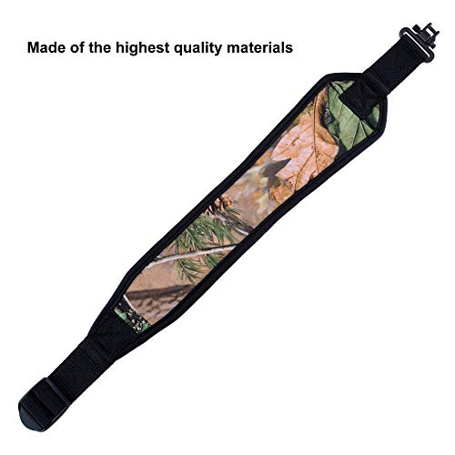 Boosteady Two Point Gun Sling With Swivels,Durable Shoulder Padded Strap,Length Adjuster - Black & Camo #TOP2