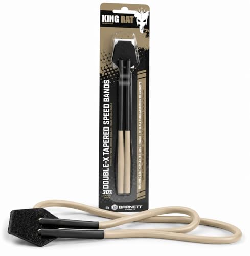 King Rat Slingshots by Barnett, Powerful Rubber Elastic Slingshot Replacement Band Featuring a Leather Pouch, Double-X Tapered Replacement Band