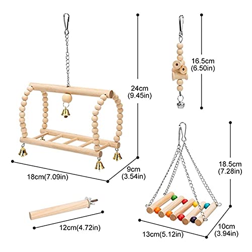 Vogelspeelgoed Praktische 8 Packs Bird Parrot Swing Hanging Toy, Natural Wood Bell Bird Cage Speelgoed voor papegaaien… - Afbeelding 5