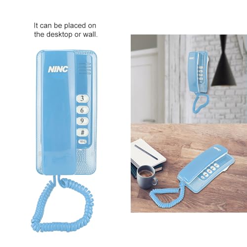 Teléfono fijo con cable para montaje en pared azul miniatura 4