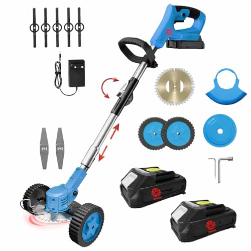 Image of BENAVJI Cordless Grass Cutter Machine for Garden| Easy Storage with Adjustable Height & Foldable Handle | Weed Cutting Tool | 2 x 48V Battery | 25cm Cutting Width | 3 x Heavy-Duty Blades