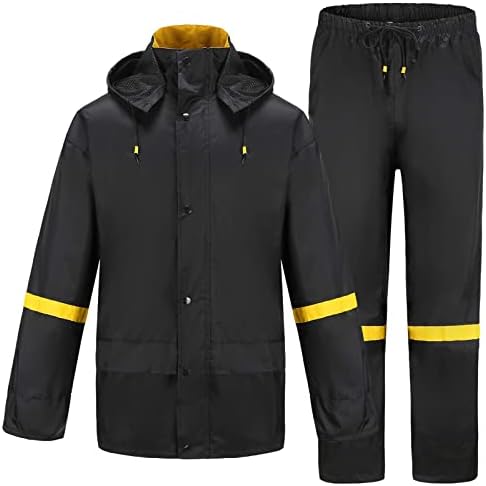 Ourcan Rain Suits for Men Waterproof Rain Gear Breathable Rain Coats Hooded Rain Jacket Pants