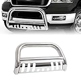 MOTORHOT Bull Bar Compatible with 2004-2008 Ford F150 Models & 2007-2014 Lincoln Navigator,Silver Brush Push Grille Guard Front Bumper