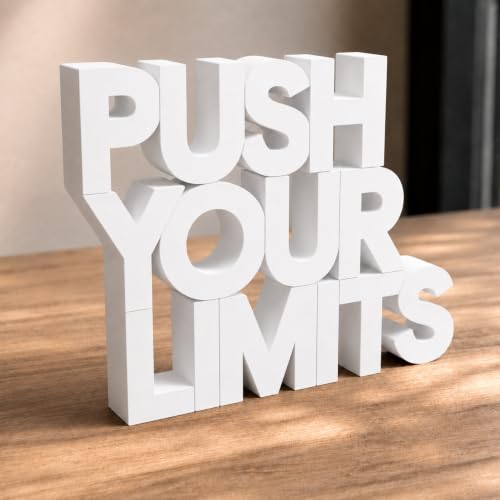 Image of Mad Masters Push Your Limits Motivational Desk Decor - Aesthetic Table, Shelf & Wall Showpiece for Home Office, Business, Vastu Friendly Gifting, Classic White (20.3 x 16 x 2.5 cm)