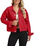 Metietila Womens Cropped Denim Jacket Distressed Boyfriend Button Down Jean Jacket Trucker Coat with Pockets