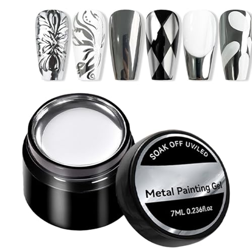Esmalte de uñas de gel de metal - gel de esmalte de uñas reflectante, 7 ml de esmalte de de línea de plata | de pintura metálica de alto brillo con efecto reflectante 3D, de arte de p