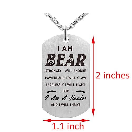 Fashion Bear Pendant Necklace I am Bear Gift Dog Tag Jewelry Keychain3