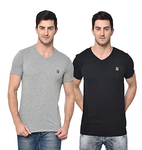 Image of Mack Jonney - Regular Fit Cotton Blended T-Shirts for Men (Pack of 2)-V 0002-P