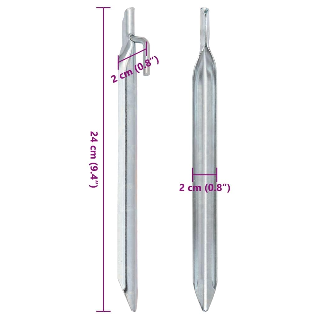 Zeltheringe 24 Stück V-Form 24 cm, 20 mm verzinkter Stahl Erdanker, mit Haken zum Einschlagen mit Hammer, für Camping, Zelt Abspannleine Windschutz