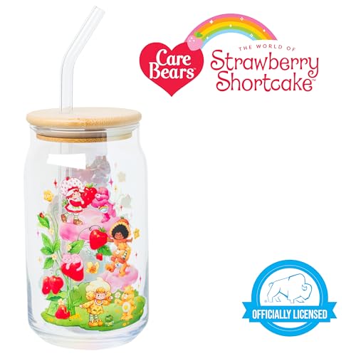 Image of Silver Buffalo Care Bears and Strawberry Shortcake, Glass Tumbler, 16oz