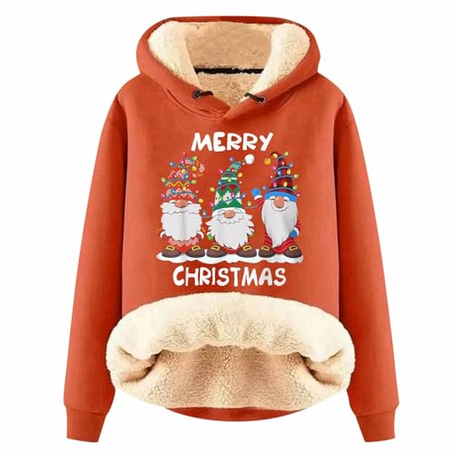 Sweat à capuche femme Noël en polaire chaude pour automne hiver
