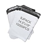 SJPACK 10000pcs 14.5x19 Poly Mailers 2.5 Mil Envelopes Shipping Bags with Self Sealing Stripe,White Poly Mailers
