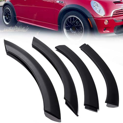 AutoXcessori 4X Black Front Left, Right Fender Flares Wheel Arch Cover Trim for 2002-2008 BMW Mini Cooper R50 R52 R53 S Convertible OE# 51131505864, 51131505865