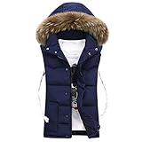 Ymosrh Men Vest, Trench Coat for Casual Black Puffer Jacket XL Men's Autumn Winter Zipper Fashion Color Waistcoat Vest Top Coat Shell Jacket Fur Jackets Windbreaker Colombia Jeans Jacket (3XL, Navy)