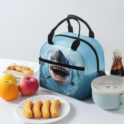 HELLHERO Shark Lunch Bag for Kids Teen Girls Boys Insulated Lunch Box Tote Handbag Adults Lunchbag Handy Lunchbox Thermal Meal Prep Organzier School Office Camping Beach - Image 3