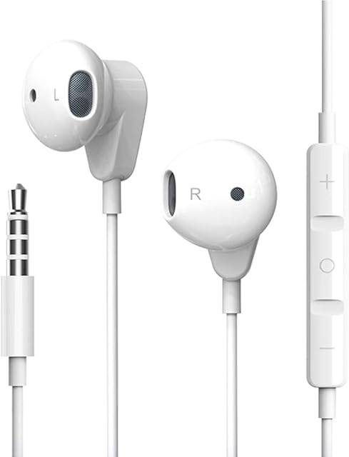 Wired In-Ear Headphones with Microphone Volume Control Earbuds Noise Isolating 3.5mm Jack Headphones Lightweight Earphones for Samsung,HUAWEI,iPad,iPhone,iPod,Xiaomi,PC,Laptop,Tablets,MP3 and More