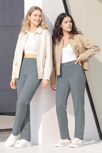 Image of Bamans Dress Pants Women Work Business Office Straight Leg Slacks