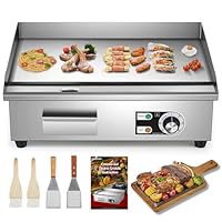 Moongiantgo Piastra Elettrica Commerciale 22" 3000W, Grill in Acciaio Inox con Scatola Olio Rimovibile e Temperatura Regolabile (0-300&deg;C), Piastra Teppanyaki Antiaderente per Ristoranti, Cucine (22'')