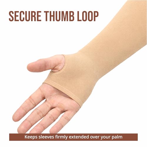 Image of UV Sun Protection Arm Sleeves for Men & Women - UPF 50+ Cooling Hand Cover for Biking, Cricket, Driving & Cycling - Tan Protection Guard